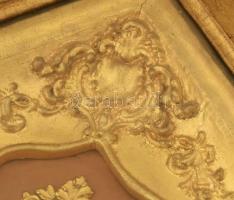 1850 körül, aranyozott keretóra, negyedütős, nincs kipróbálva, szép állapotban. 47x40 cm / A tétel a...