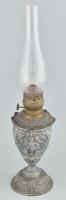 Petróleum lámpa spiáter testtel, üveg búrával 60 cm