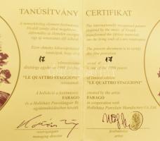 Hollóházi porcelán váza Faragó Miklós (1947- ) által tervezett A négy évszak dekorral. Limitált szér...