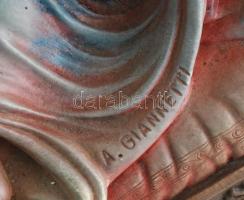 Fekvő akt. Festett gipsz. Kis lepattanással.A. Gianetti jelzéssel - 39x258 cm