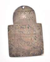 Ezüst (Ag) héber feliratos judaika amulett, medál, jelzés nélkül, 5x3,5 cm, nettó: 5,8g