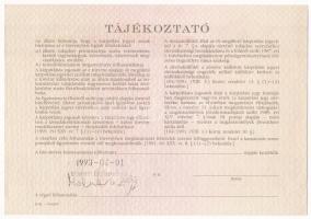 Budapest 1991. "Országos Kárrendezési és Kárpótlási Hivatal" kárpótlási jegye 1000Ft-ról, ...