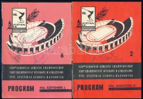 1966 Az Európai Atlétika Bajnokság napi program füzeteinek borítói számos bajnok sportoló aláírásáva...