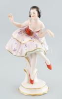 Német porcelán figura, balerina, sérült, jelzett, m: 17 cm