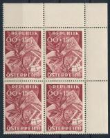 Bélyegnap ívszéli négyestömb, Stamp Day in margin blocks of 4