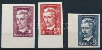 1949 Petőfi II. vágott ívszéli sor / Mi 1045-1047 imperforate margin set