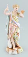 Német porcelán figura, gyertyás nő, kopott, kis sérülésekkel, jelzett, m: 12 cm
