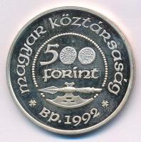 1992. 500Ft Ag "Szent László" tokban T:1- (PP) ujjlenyomat, patina Adamo EM125