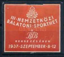 1937 III. Nemzetközi Balatoni Sporthét levélzáró, ritka / label, R