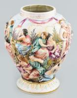Capodimonte váza, kopott, kis lepattanással, jelzett, m: 22 cm