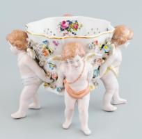 Puttós kínáló, jelzett, kopott, lepattanásokkal, m: 16 cm