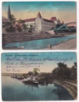 2 db RÉGI történelmi magyar város képeslap: Nagybecskerek, Komárom / 2 pre-1945 historical Hungarian town-view postcards: Zrenjanin, Komárno