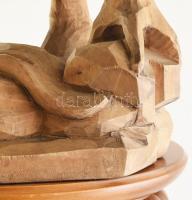 Jelzés nélkül: Szent Kristóf. Faragott fa, posztamenssel, kopásokkal, m: 129 cm