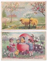4 db RÉGI húsvéti üdvözlő képeslap vegyes minőségben / 4 pre-1945 Easter greeting postcards in mixed quality