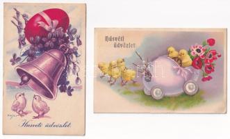 4 db RÉGI húsvéti üdvözlő képeslap vegyes minőségben / 4 pre-1945 Easter greeting postcards in mixed...