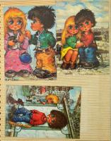 Francia gyerekek - Kb. 100 db modern grafikai képeslap Michel Thomas szignóval - két albumban / Fren...