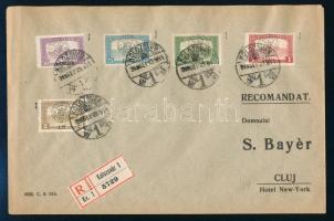 1919 Kolozsvár helyi ajánlott levél 5 db felülnyomott bélyeggel / Registered local cover. Signed: Bodor