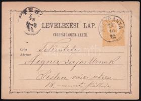 1872 2kr díjjegyes levelezőlap / PS-card NAGYBÁNYA - PEST