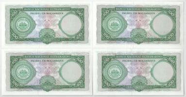 Mozambik 1961. 100E fekete "BANCO DE MOCAMBIQUE" (4x) sorszámkövetők "C60172297 - C60...