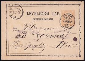 1873 2kr díjjegyes levelezőlap / PS-card GYŐR - WIEN