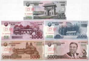 Észak-Korea 2002-2013. 5W-5000W (10xklf) MINTA felülbélyegzéssel és "0000000" sorszámmal T...