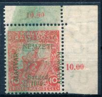 Szeged 1919 Hadisegély 10f látványos festékelkenődéssel / Mi 3 with large paint stripe. Signed: Bodor