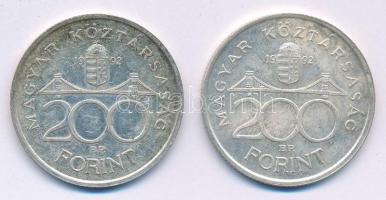 1992. 200Ft Ag "MNB" (2x) T:AU,XF patina
Adamo F13