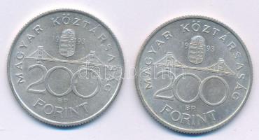 1993. 200Ft Ag "MNB" (2x) T:AU,XF kis patina
Adamo F13