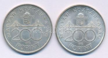 1993. 200Ft Ag "MNB" (2x) T:AU,XF kis patina
Adamo F13