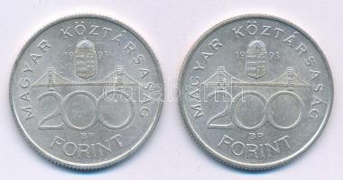 1993. 200Ft Ag "MNB" (2x) T:AU,XF kis patina
Adamo F13