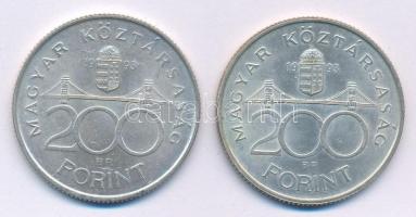 1993. 200Ft Ag "MNB" (2x) T:AU,XF kis patina
Adamo F13
