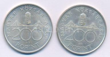 1993. 200Ft Ag "MNB" (2x) T:AU,XF kis patina
Adamo F13