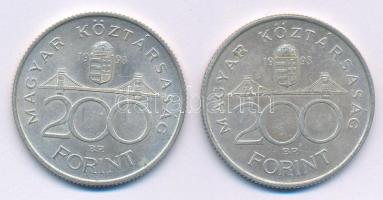 1993. 200Ft Ag "MNB" (2x) T:AU,XF kis patina
Adamo F13