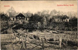 1909 Balatonberény, Berény fürdő; nyaralók, szőlőskert. Tóth Márton kiadása (EK)