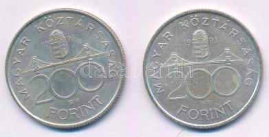 1993. 200Ft Ag "MNB" (2x) T:AU,XF patina
Adamo F13