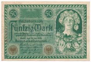 Németország / Weimari Köztársaság 1920. 50M "A 0480117" T:F szép papír Germany / Weimar Republic 1920. 50 Mark "A 0480117" C:f fine paper Krause P#68