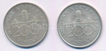 1993. 200Ft Ag "MNB" (2x) T:AU,XF patina
Adamo F13