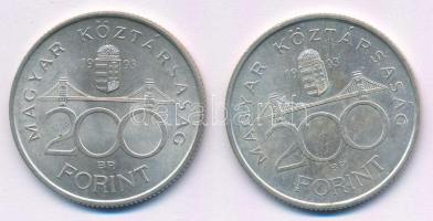 1993. 200Ft Ag "MNB" (2x) T:AU,XF patina
Adamo F13