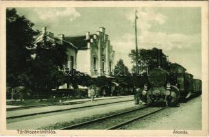 1933 Törökszentmiklós, vasútállomás, gőzmozdony, vonat