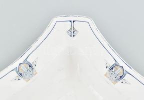 Szecessziós köretes tál, kopásokkal, mázrepedéssel d: 23 cm