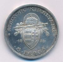1938. 5P Ag "Szent István" T:AU patina Adamo P8.1
