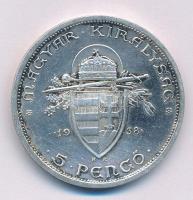 1938. 5P Ag "Szent István" T:AU patina, kis ph. Adamo P8.1