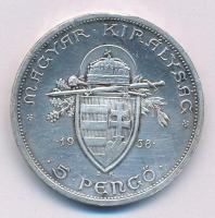 1938. 5P Ag "Szent István" T:AU patina, kis ph. Adamo P8.1