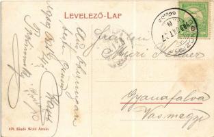 1909 Gönc, Gyógyszertár és katolikus templom, Fő tér. Wohl Ármin kiadása (fl)