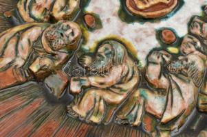 Varga Mátyás (1910-2002): Utolsó vacsora. Színes mázakkal festett fali kerámia, kisebb csorbák és tű...