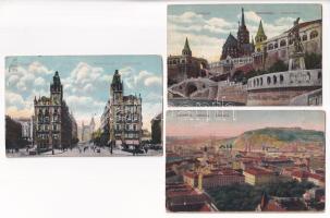 Budapest - 3 db régi képeslap, litho
