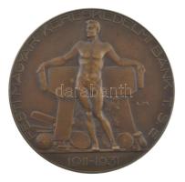 Ligeti Miklós (1871-1944) 1936. Pesti Magyar Kereskedelmi Bank T.S.E. - 1911-1931 bronz díjérem, hátoldalán I. uszóverseny 1936. X.4. gravírozással (50mm) T:AU patina /  Hungary 1936. Pesti Magyar Kereskedelmi Bank T.S.E. - 1911-1931 bronze award medal with I. uszóverseny 1936. X.4. engraving on the back. Sign.: Miklós Ligeti (50mm) C:AU patina