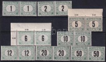 1909 Zöldportó sor párokban (44.800) / Mi Postage due 18-25 pairs
