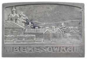 Orosz Birodalom ~1914-1918. Berezovka (Kelet-Szibériai hadifogolytábor) ón emlékplakett (37x56mm) T:XF patina /  Russian Empire ~1914-1918. Beresowka (East Siberian POW camp tin commemorative plaque (37x56mm) T:XF patina