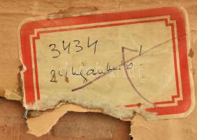 Kunffy Lajos (1869-1962): Szerelmespár. Olaj, fa, jelezve jobbra lent. Dekoratív, üvegezett, sérült ...